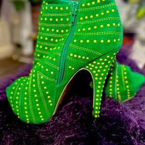 Green & Yellow 6 inch Platform Peep Toe Booties